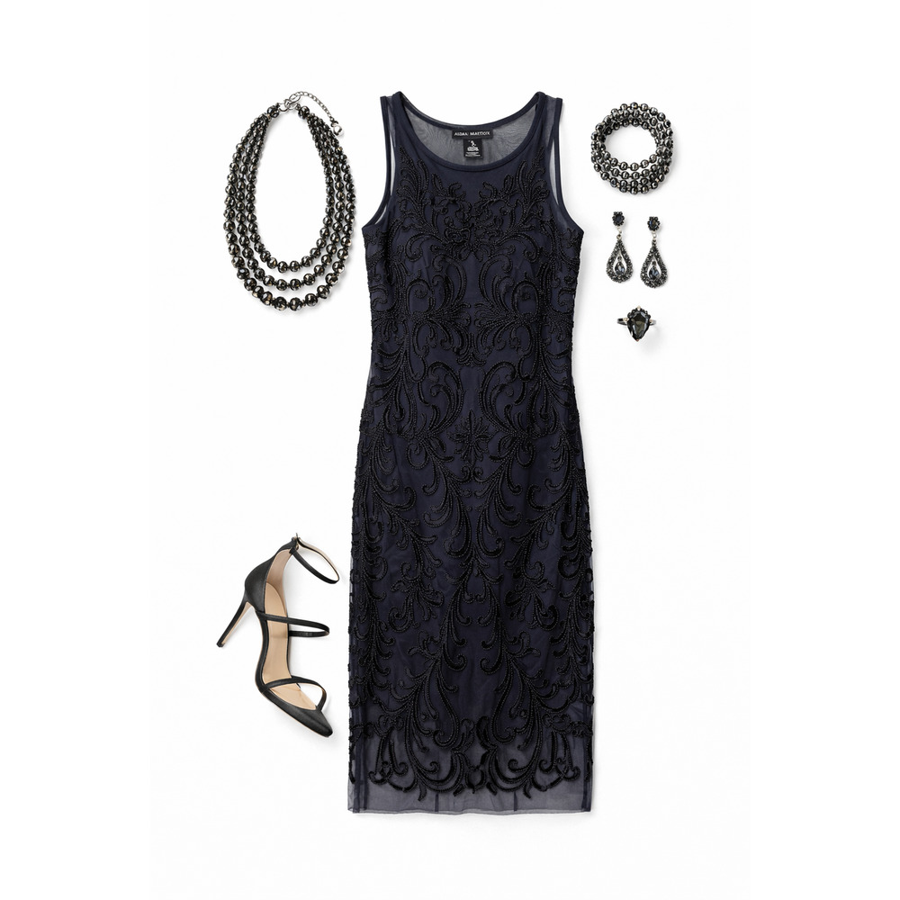 Vintage Aidan Mattox Beaded Cocktail Dress